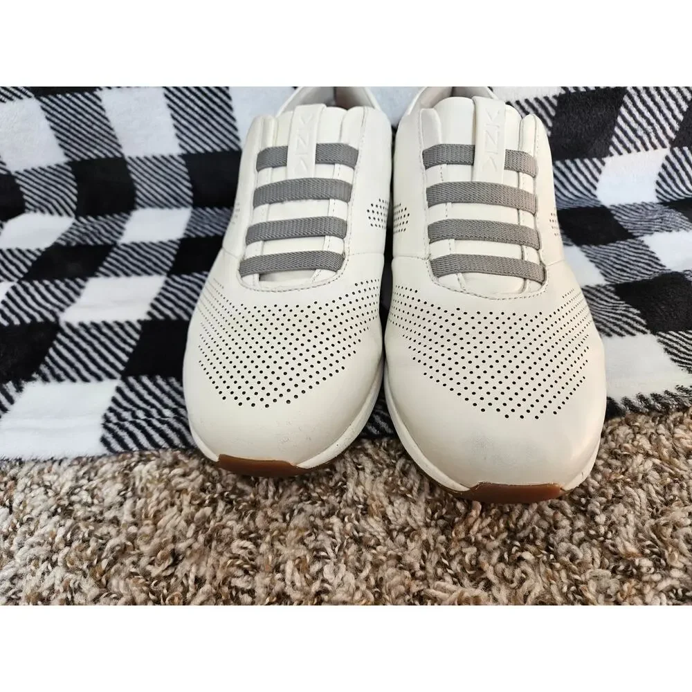 Kizik Men's Hands Free Slip On Sneakers White Leather Comfort Shoes Size 10